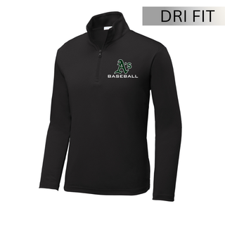 Black Ace's Baseball Dri-Fit performance quarter zip with A’s Baseball logo on left chest