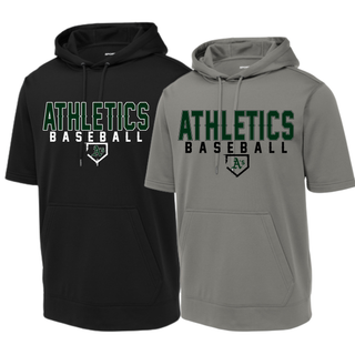 A's Baseball Stacked Logo Fleece Short Sleeve Hooded Pullover