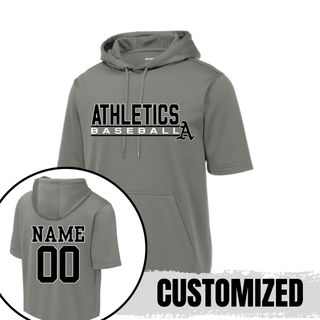 A’s Baseball Block Logo Fleece Short Sleeve Hooded Pullover