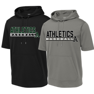 A’s Baseball Block Logo Fleece Short Sleeve Hooded Pullover