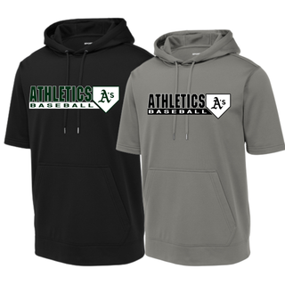 A’s Baseball Home Plate Graphic Fleece Short Sleeve Hooded Pullover