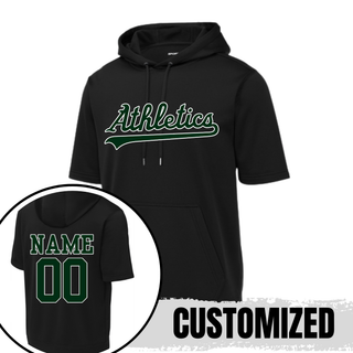 Athletics A’s Baseball Script Logo Fleece Short Sleeve Hooded Pullover