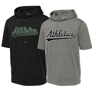 Athletics A’s Baseball Script Logo Fleece Short Sleeve Hooded Pullover