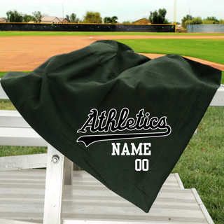Athletics A’s Baseball Script Personalized Stadium Blanket