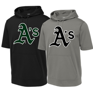 Classic A's Baseball Logo Fleece Short Sleeve Hooded Pullover