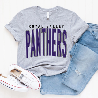 Royal Valley Panthers spirit wear shirt with large Panthers graphic Royal Valley school apparel