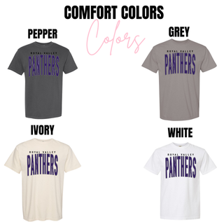 Royal Valley Panthers spirit wear Comfort Colors shirt color options Royal Valley Panthers fan apparel