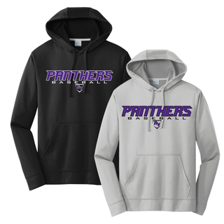 Royal Valley Panthers Baseball Varsity Performance Hoodie with Panthers Baseball RV logo for Royal Valley Panthers baseball spirit wear