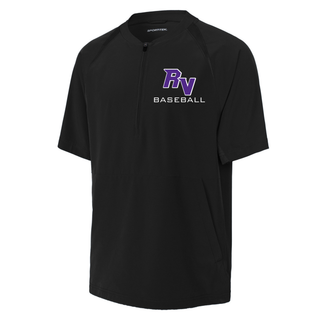 Royal Valley Panthers Baseball Short Sleeve Performance Quarter Zip black athletic quarter zip with RV baseball logo for Royal Valley Panthers baseball spirit wear