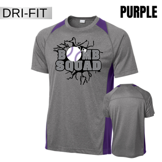 Bomb Squad dark grey softball logo Colorblock Contender top in Purple