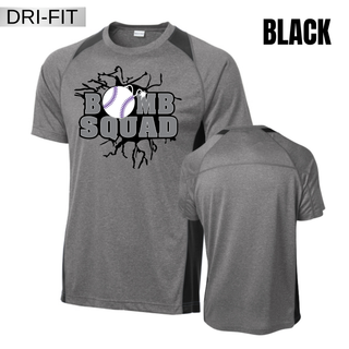 Bomb Squad dark grey softball logo Colorblock Contender top in Black