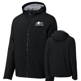 Bomb Squad dark grey softball logo waterproof insulated jacket in Black