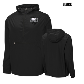 Bomb Squad dark grey softball logo packable anorak jacket in Black