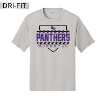 Royal Valley Panthers Baseball Stitched Diamond Legacy Performance Top silver dri fit athletic shirt featuring Panthers baseball stitched diamond graphic across the chest.