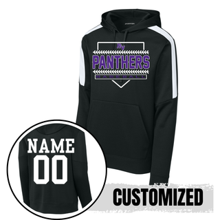 Royal Valley Panthers Baseball Stitched Diamond Legacy Fan Favorite Hoodie black with stitched diamond Panthers baseball graphic and custom name number on back