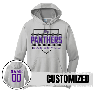 Royal Valley Panthers Baseball Stitched Diamond Legacy Performance Hoodie silver with stitched diamond Panthers baseball graphic and custom name number option