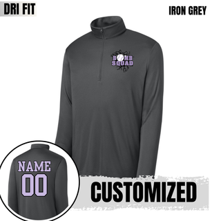 Bomb Squad Lavender Softball Logo PosiCharge Quarter-Zip in Iron Grey with optional back name and number