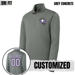 Bomb Squad Lavender Softball Logo PosiCharge Quarter-Zip in Grey Concrete with optional back name and number