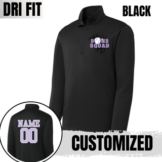 Bomb Squad Lavender Softball Logo PosiCharge Quarter-Zip in Black with optional back name and number