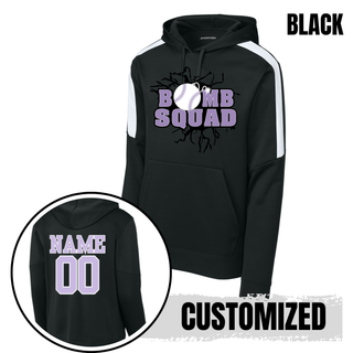 Bomb Squad Lavender Softball Logo Fan Favorite Colorblock Hoodie in Black with optional back name and number