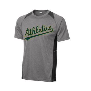 Topeka Athletics Baseball Script Contender Performance Tee grey and black performance athletic shirt with Athletics script logo