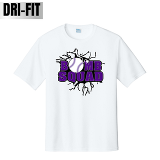 Bomb Squad Purple Softball Logo Dri-Fit Performance Top in White