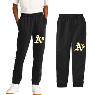 Topeka Athletics baseball core fleece joggers black athletic sweatpants featuring classic A’s logo for Topeka Athletics baseball players and fans