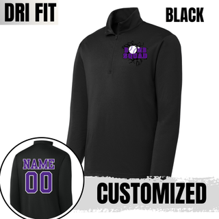 Bomb Squad Purple Softball Logo PosiCharge Quarter-Zip in Black, with optional back name and number