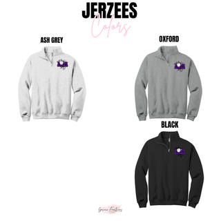 Bomb Squad Purple Softball Logo Cadet Quarter-Zip Pullover, color options: Ash Grey, Oxford, and Black
