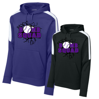 Bomb Squad Purple Softball Logo Fan Favorite Colorblock Hoodie, color options: Purple and Black