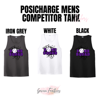 Bomb Squad Purple Softball Logo Men's PosiCharge Competitor Tank – color options: Iron Grey, White, Black
