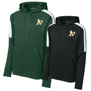 Topeka Athletics Baseball pocket logo fan favorite hoodie in forest green and black with small A’s logo on the left chest