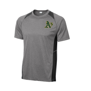 Topeka Athletics Baseball pocket logo contender performance tee in graphite grey with A’s logo on left chest
