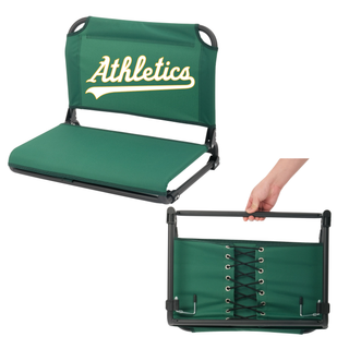 Topeka Athletics Baseball script logo stadium seat portable folding bleacher chair with carrying handle and reinforced back support for games and tournaments