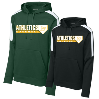 Topeka Athletics Baseball Home Plate Logo Fan Favorite Hoodie green and black color options with Athletics Baseball home plate logo
