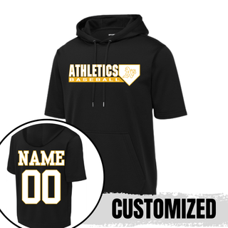 Black Topeka Athletics Baseball short sleeve hooded pullover hoodie with customizable player name and number on the back