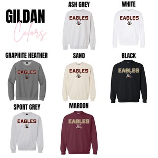 Silver Lake Eagles golf spirit top shown on Gildan apparel in ash grey, white, graphite heather, sand, sport grey, maroon, and black options.