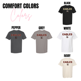 Silver Lake Eagles golf spirit top shown on Comfort Colors apparel in pepper, grey, white, black, and ivory options.