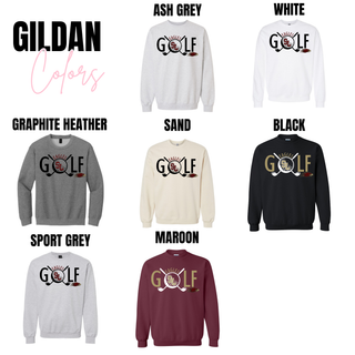 Silver Lake Eagles golf club fan top shown on Comfort Colors apparel in pepper, grey, white, black, and ivory options.