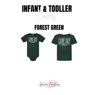 Infant and toddler color options for Jackson Heights Game Day Cobras top, forest green