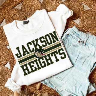 Jackson Heights Varsity Stripe top in white, flat lay