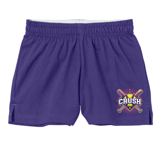 Purple Crush Softball cross bats starburst jersey knit athletic shorts with softball graphic