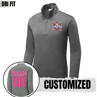 Crush Softball cross bats starburst dri fit quarter zip performance top in graphite grey with optional custom player name and number on back softball team apparel