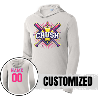 Crush Softball cross bats starburst competitor hooded performance pullover in grey with optional custom player name and number on back softball team apparel