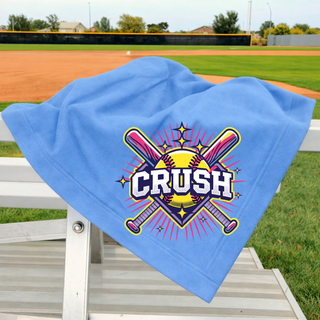 Crush softball cross bats starburst fleece stadium blanket in light blue softball team fan blanket for game day