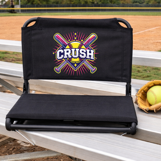 Crush softball cross bats starburst stadium seat shown on softball field bleachers padded portable bleacher seat for games