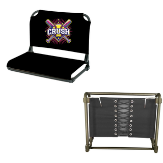 Crush softball cross bats starburst portable stadium seat front and back view showing laced support back and padded seat