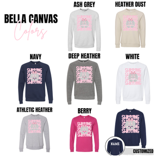 Swimming bow goggles graphic top Bella Canvas apparel color options including ash grey heather dust navy deep heather white athletic heather and berry