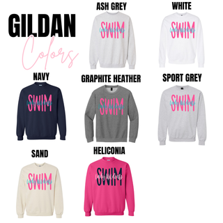 Lady Wildcats swim script overlay top Gildan colors ash grey white sport grey navy graphite heather sand heliconia