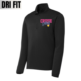 Black Crush Softball bow dri fit quarter zip performance top with softball graphic front design